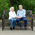 Black Metal Outdoor Patio Bench with Armrests A285