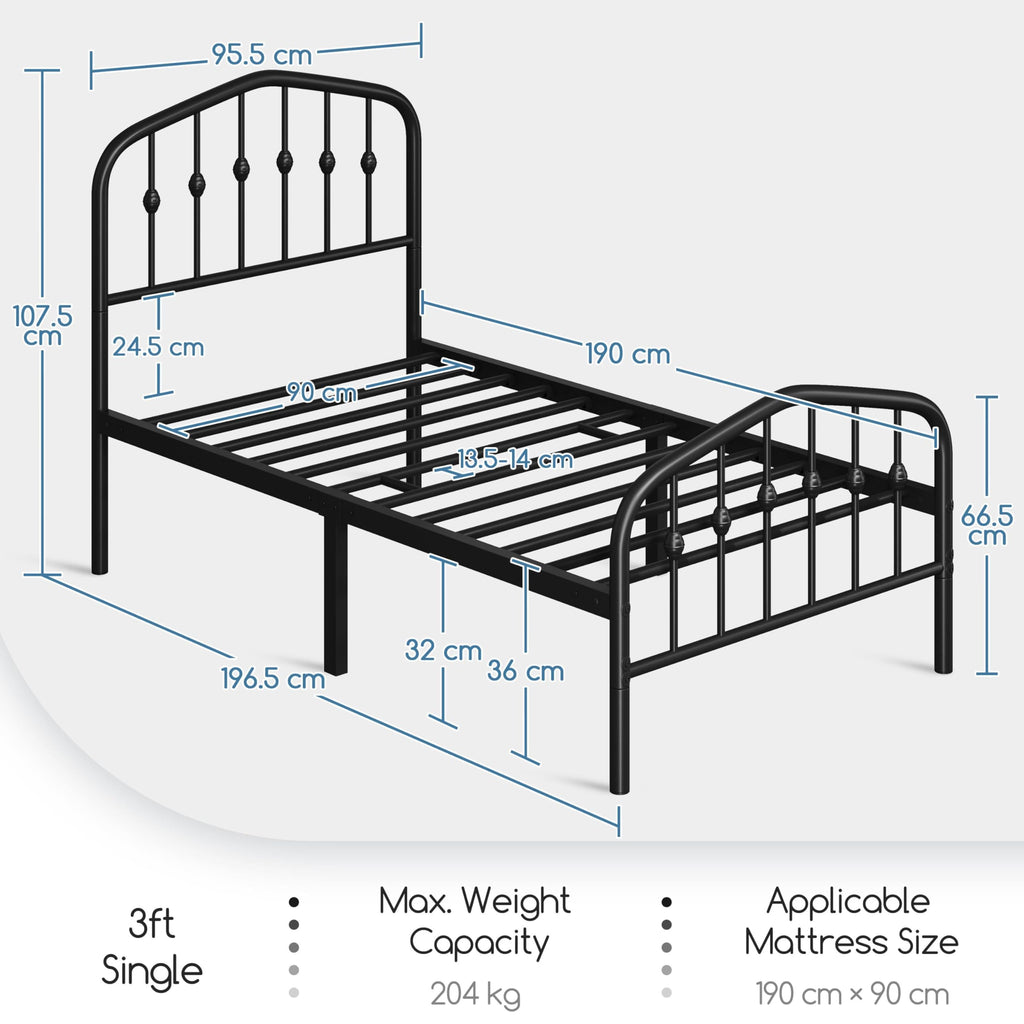 Twin Metal Bed Frame with Victorian Headboard I231