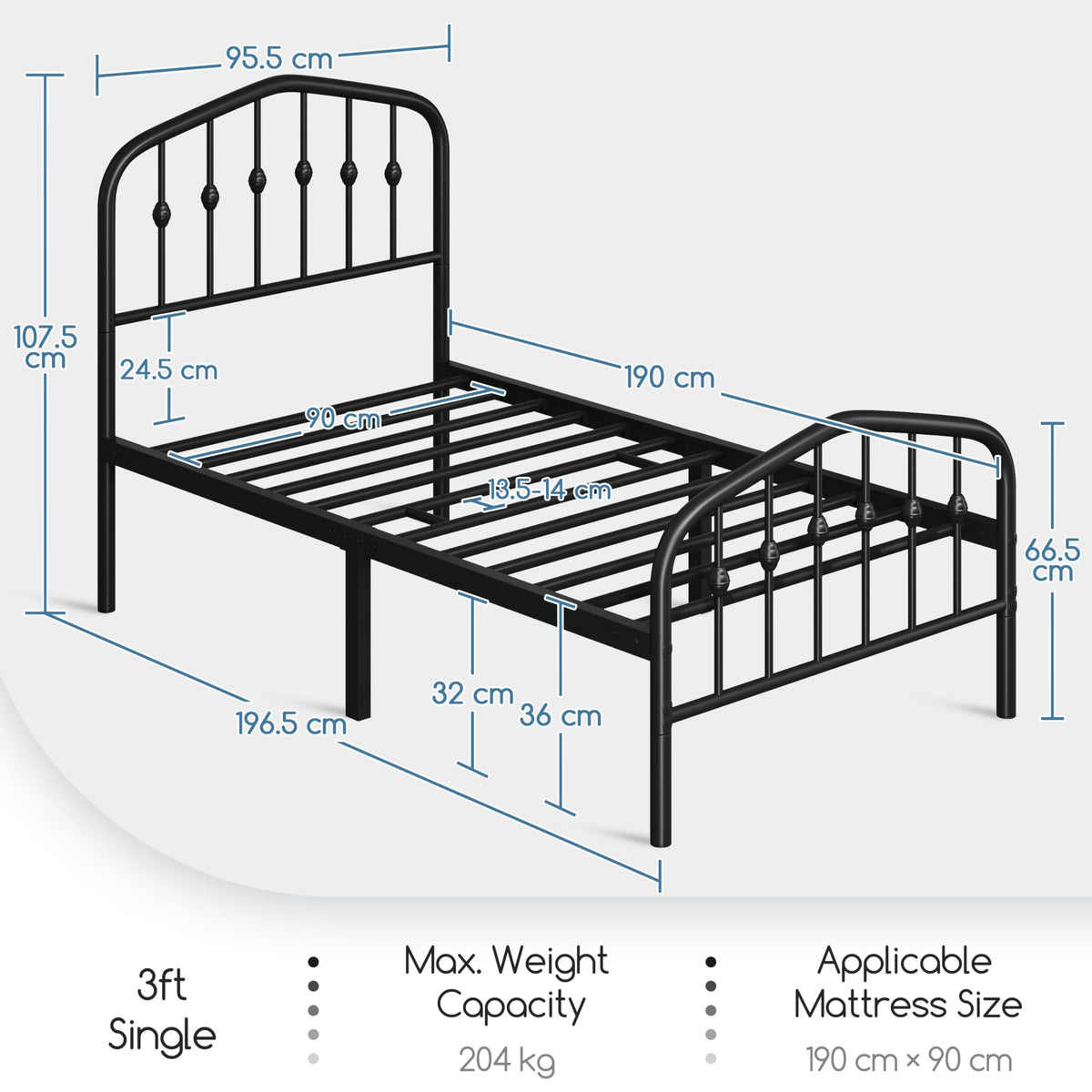 Twin Metal Bed Frame with Victorian Headboard I231