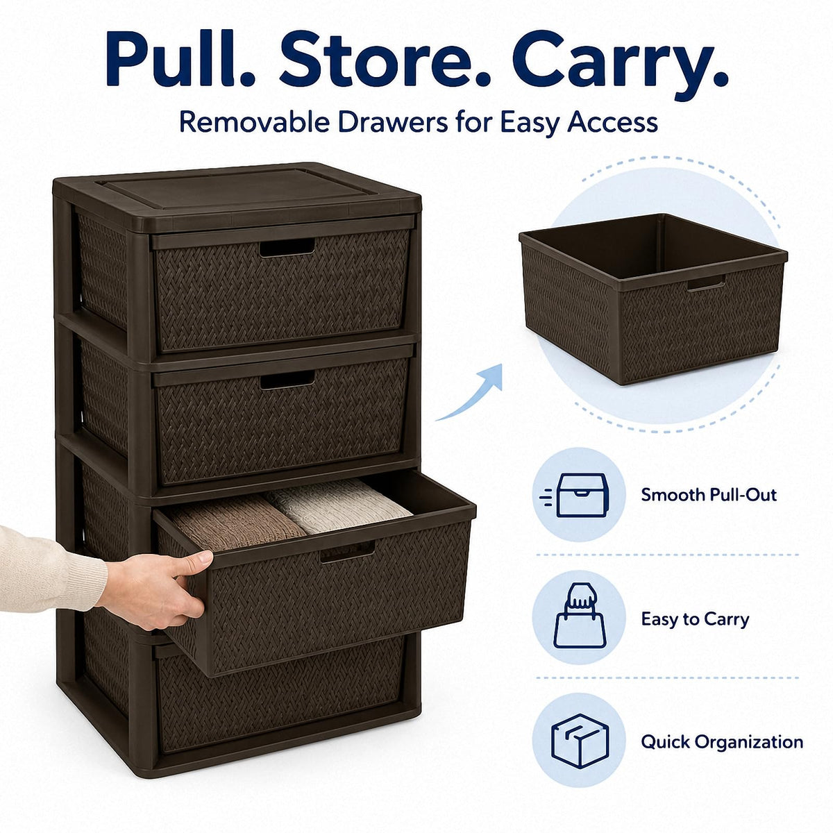 4 Drawer Brown Plastic Storage Tower R6881