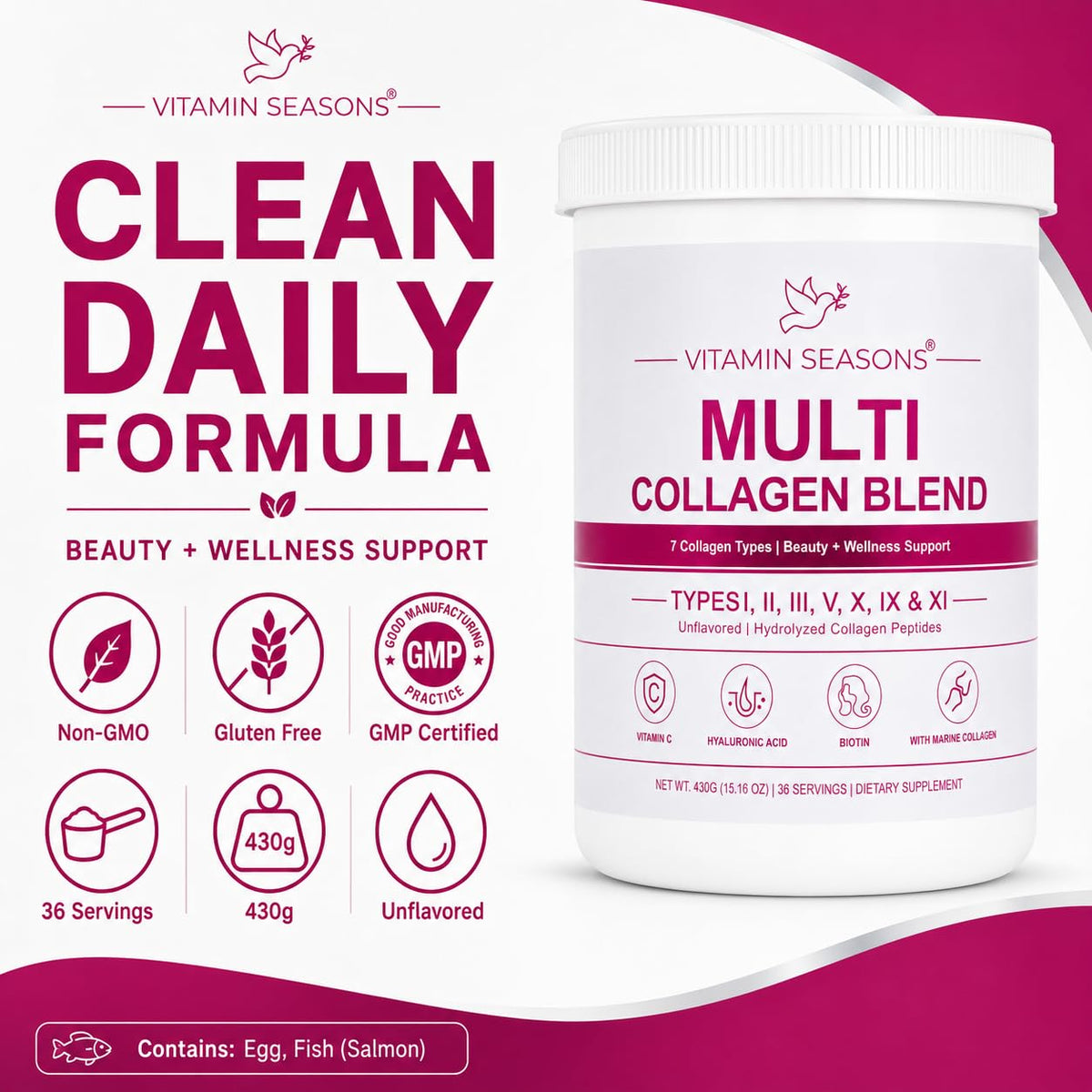 Unflavored Hydrolyzed Collagen Peptides Powder 15.16 oz I70869
