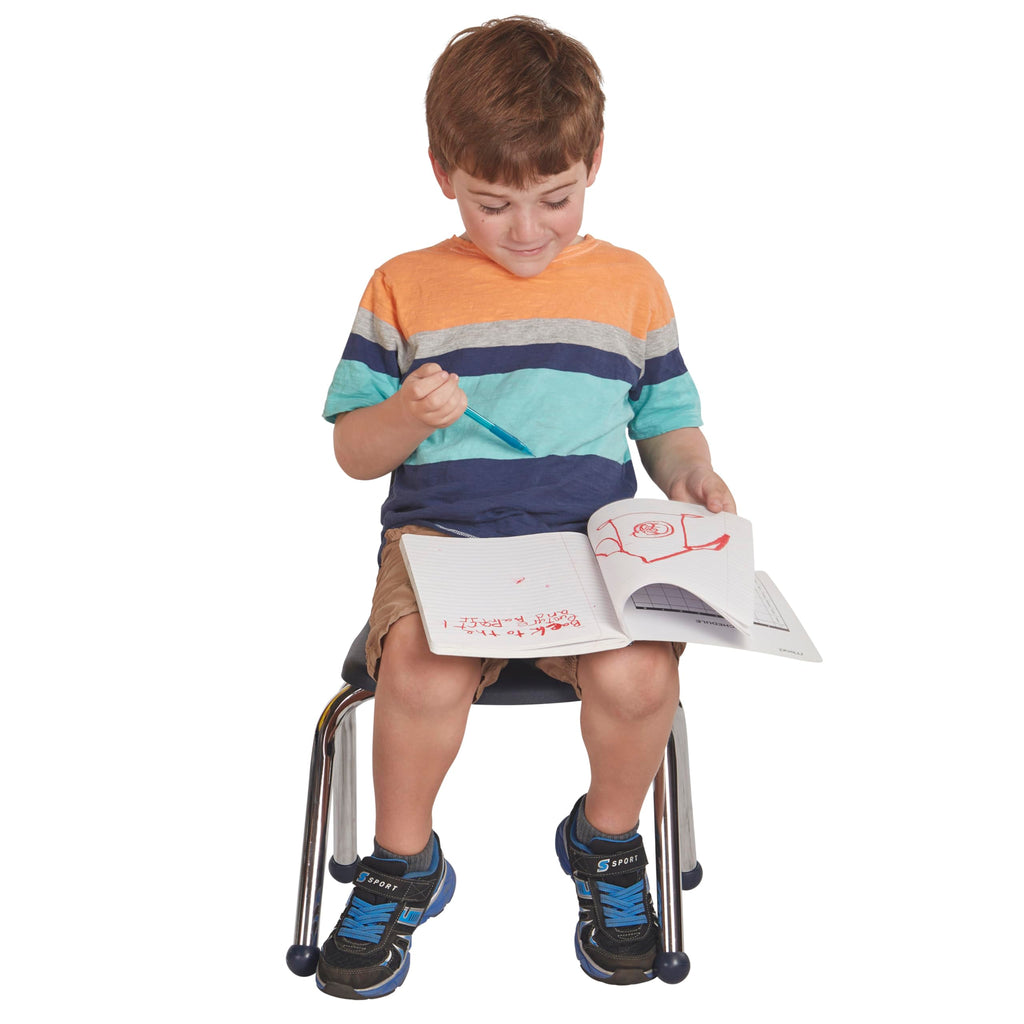 12" School Stack Chair with Ball Glides, Navy, 6-Pack X4736