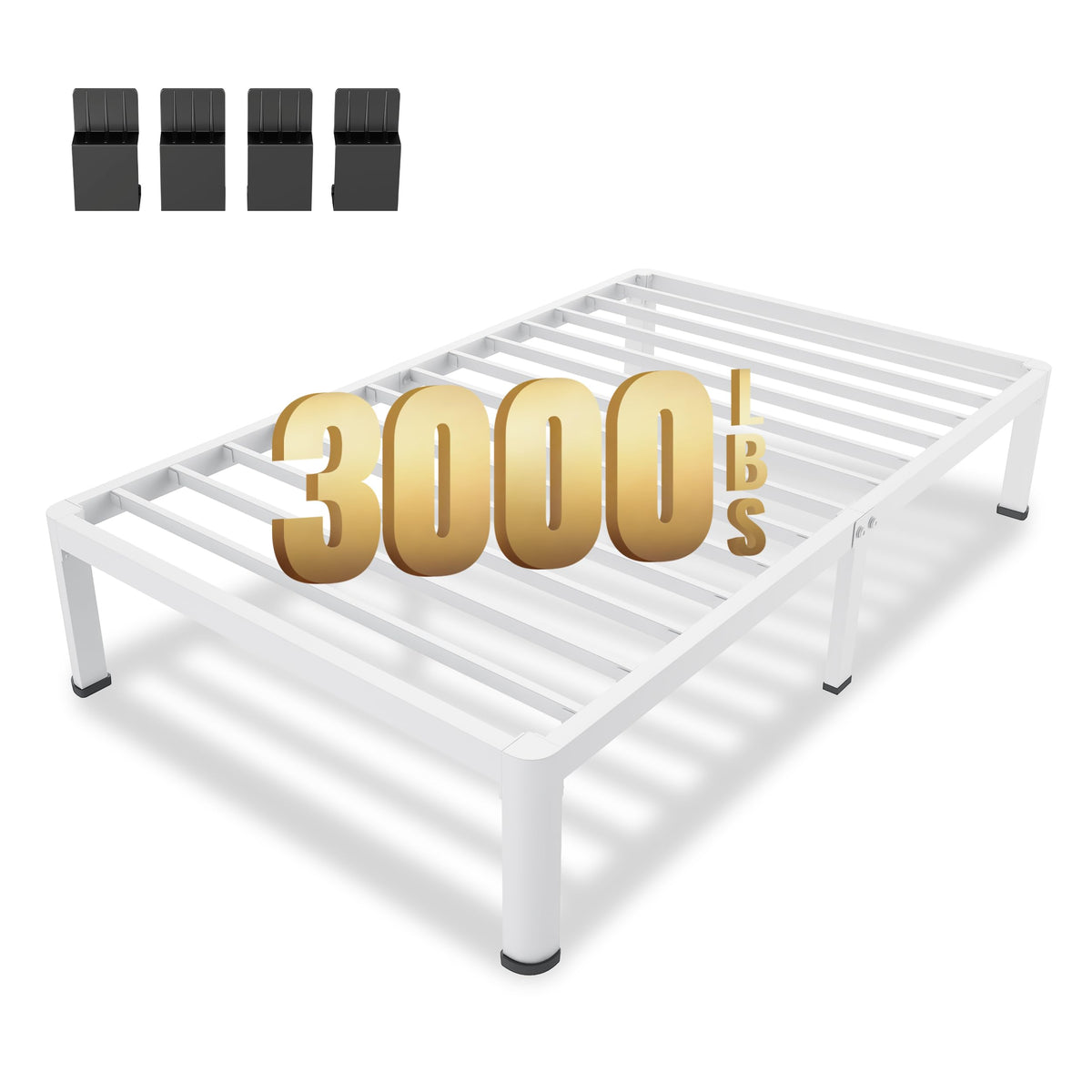 14 Inch Twin Metal Platform Bed Frame White L648084