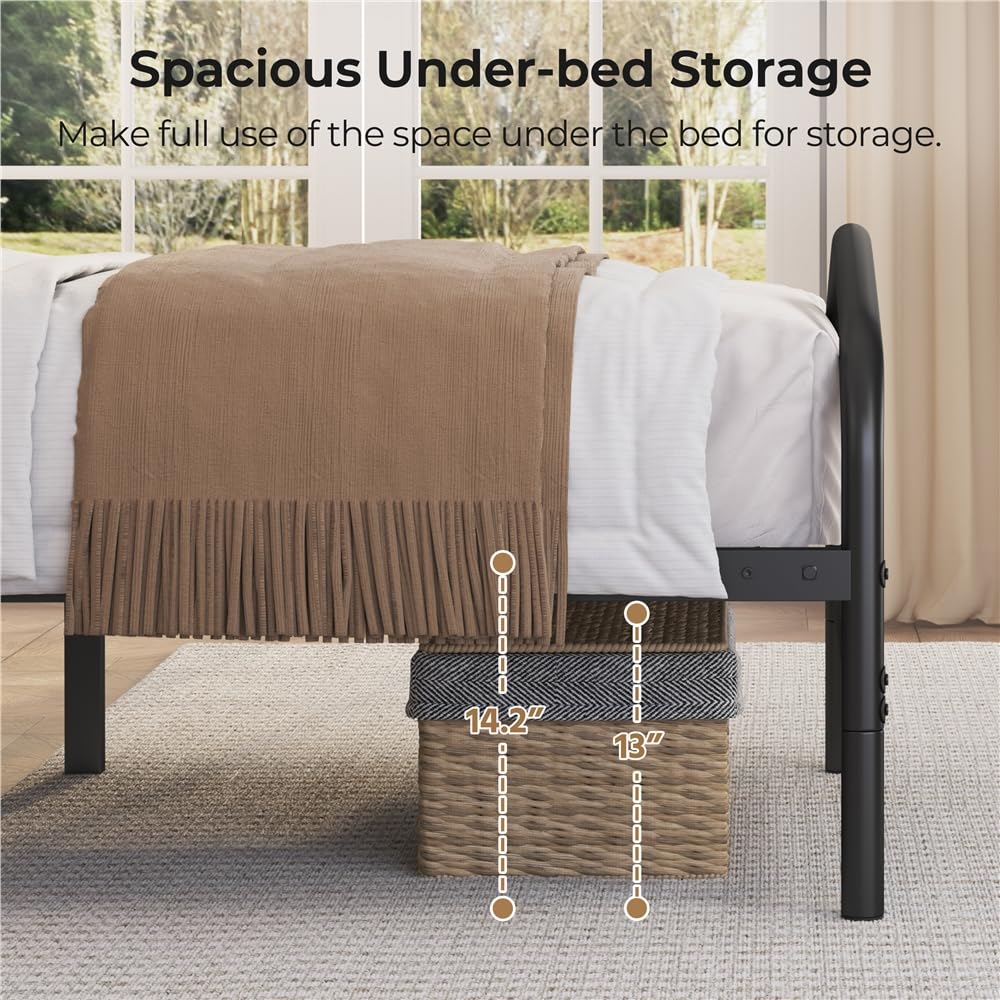 Twin Metal Bed Frame with Victorian Headboard I231