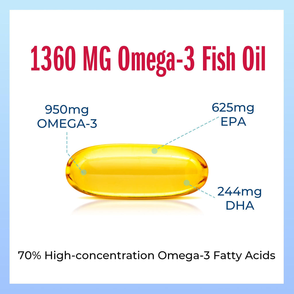 Triple Strength Omega 3 Fish Oil 1360 mg 60 Softgels N2742