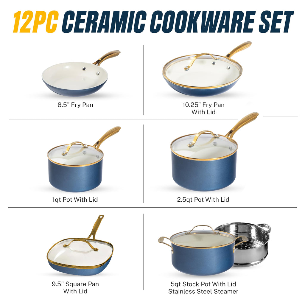 12 Pc Titanium Ceramic Nonstick Cookware Set G323