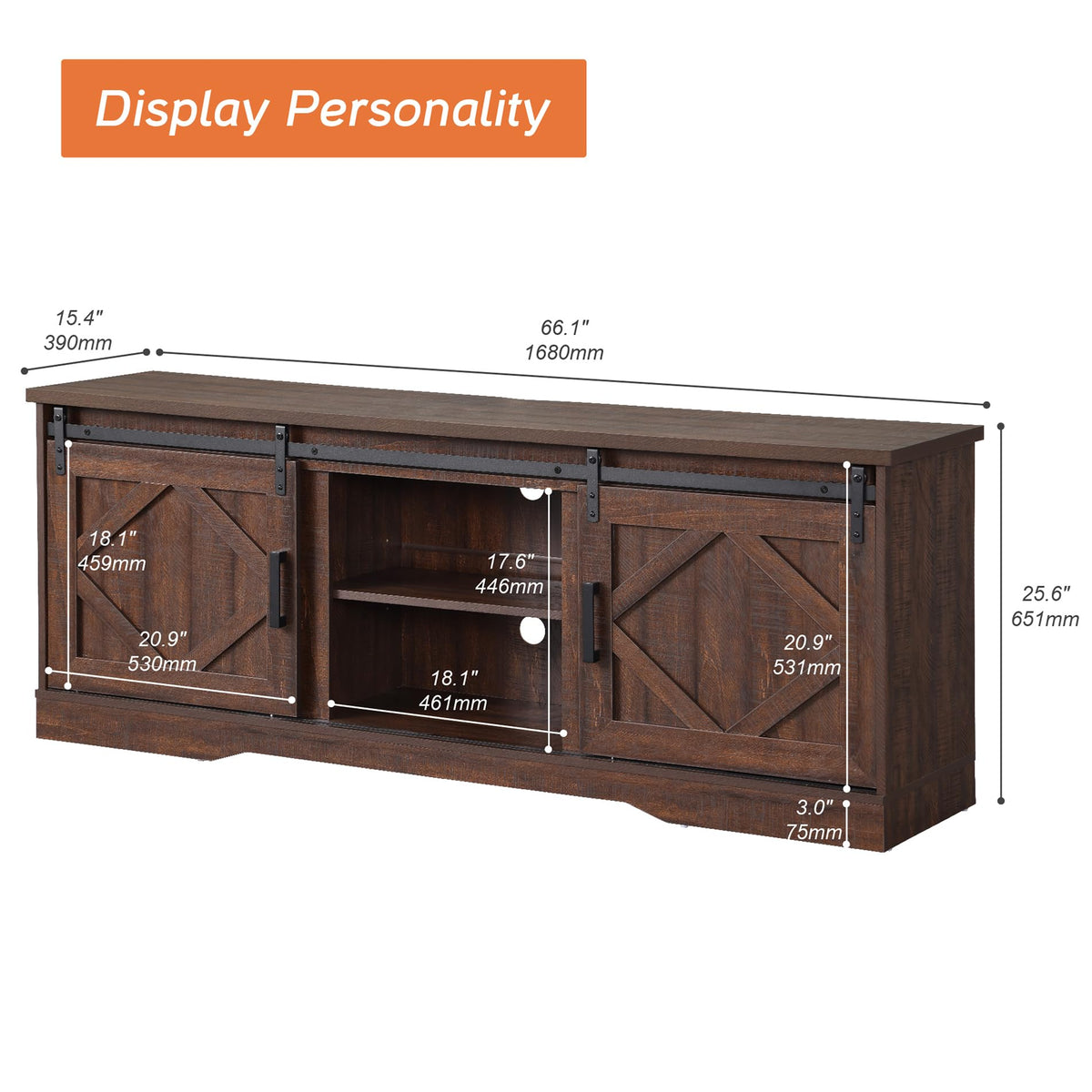 Farmhouse TV Stand for 60-75 inch TV E778