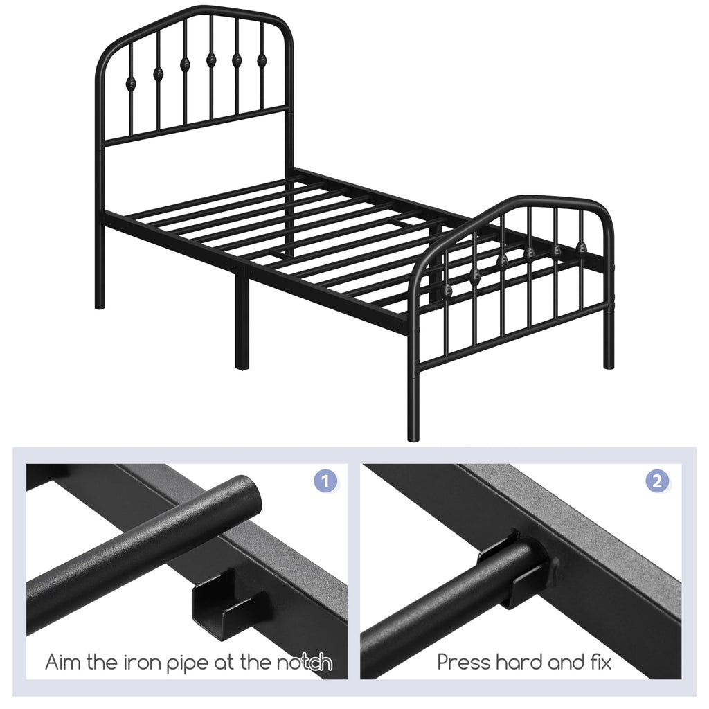 Twin Metal Bed Frame with Victorian Headboard I231