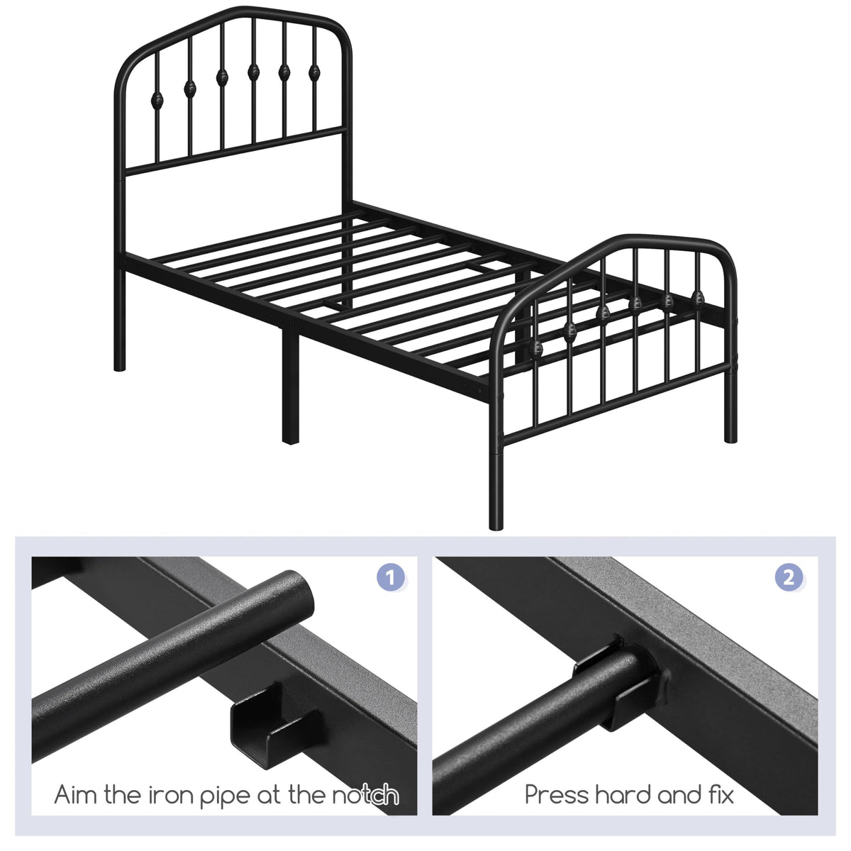 Twin Metal Bed Frame with Victorian Headboard I231