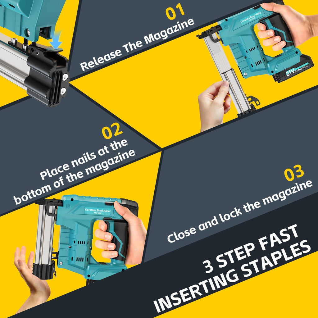 Cordless 2-in-1 21V Electric Nail Gun with Battery G2909