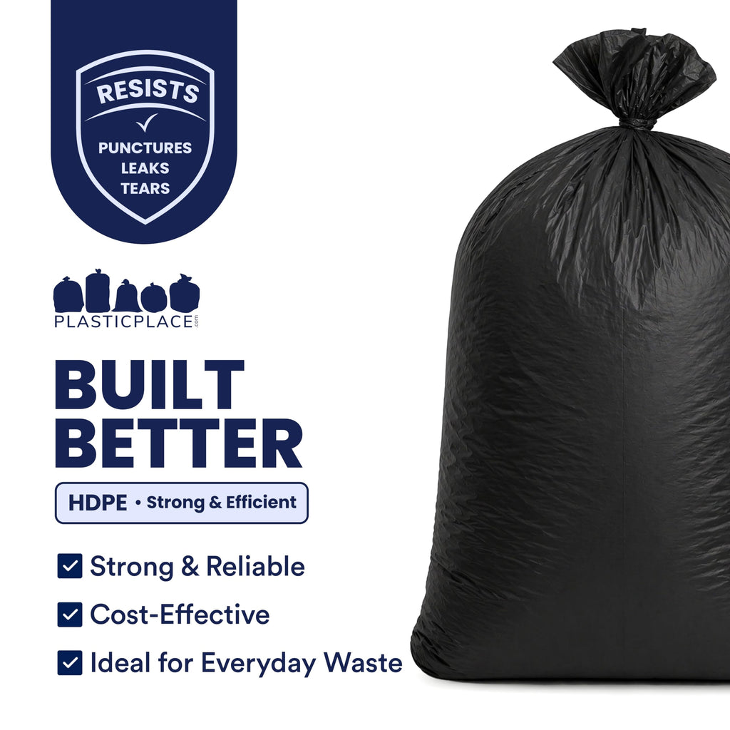 55-60 Gallon Heavy Duty Black Trash Bags, 100 Count Z48636