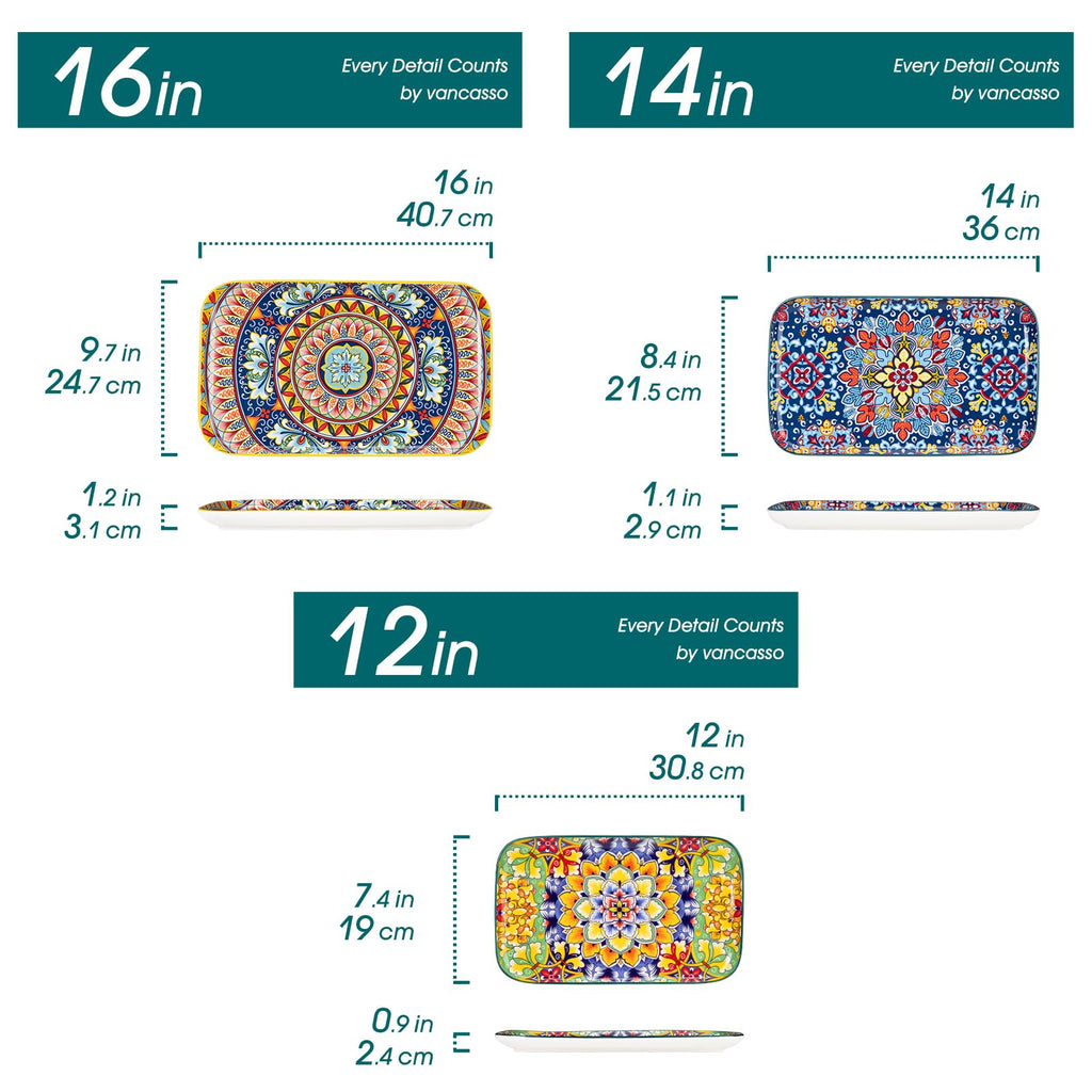 Serving Platters Set of 3 Rectangular Trays B6326