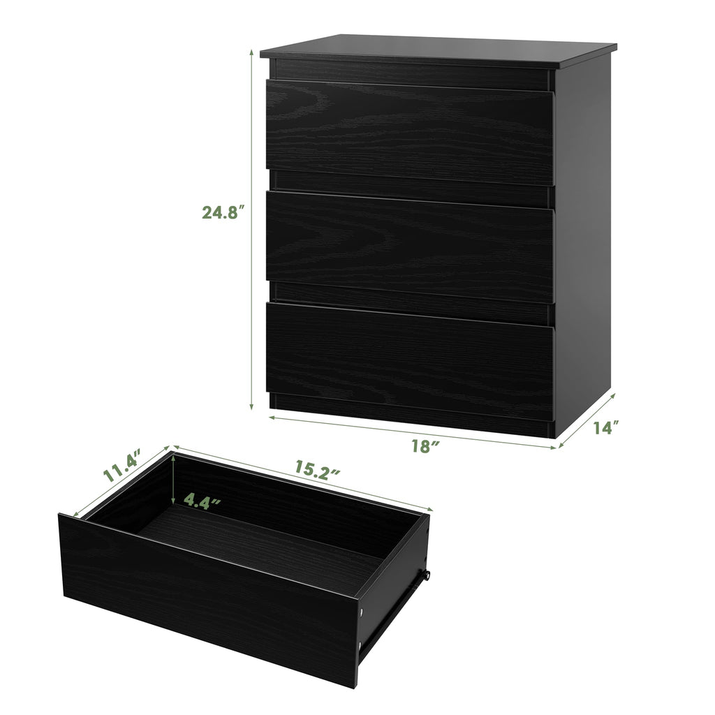 Black 3 Drawer Nightstand P234799