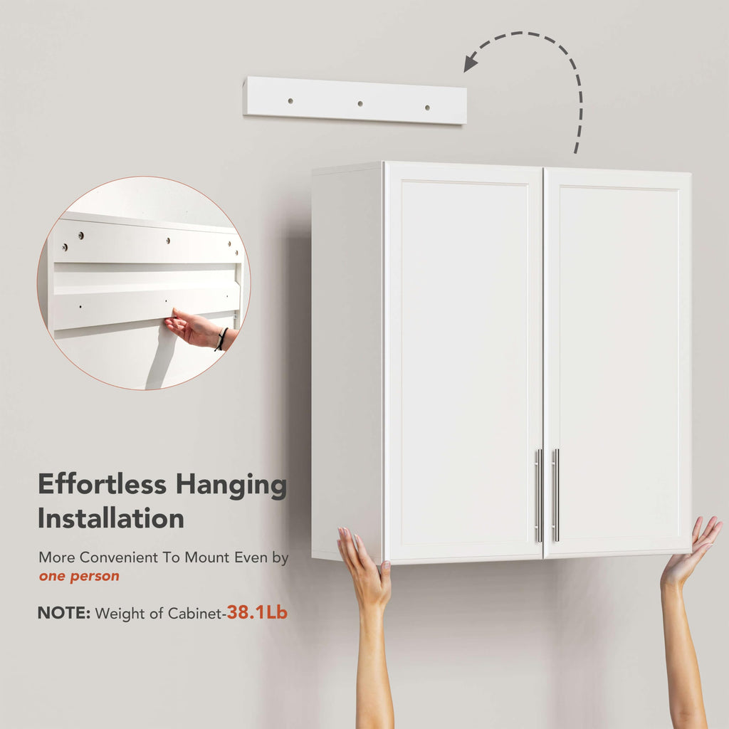 White Wall Cabinet with Adjustable Shelf P300164