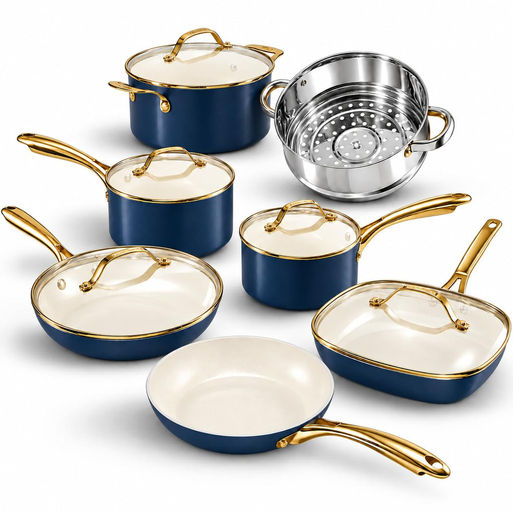 12 Pc Titanium Ceramic Nonstick Cookware Set G323