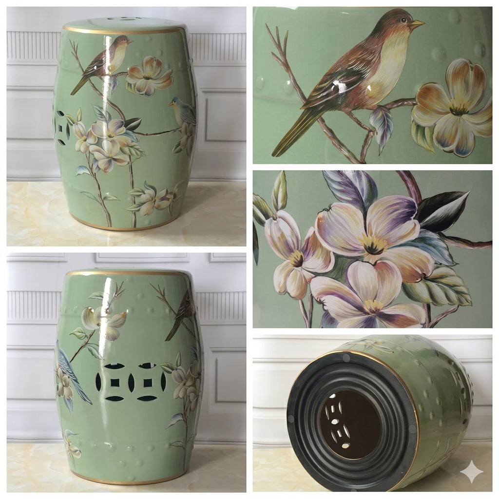 Hand-Painted Blue White Ceramic Garden Stool I1571
