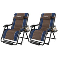 XXL Padded Zero Gravity Chairs Set of 2 Foldable Reclining Chair with Cup Holder U616380