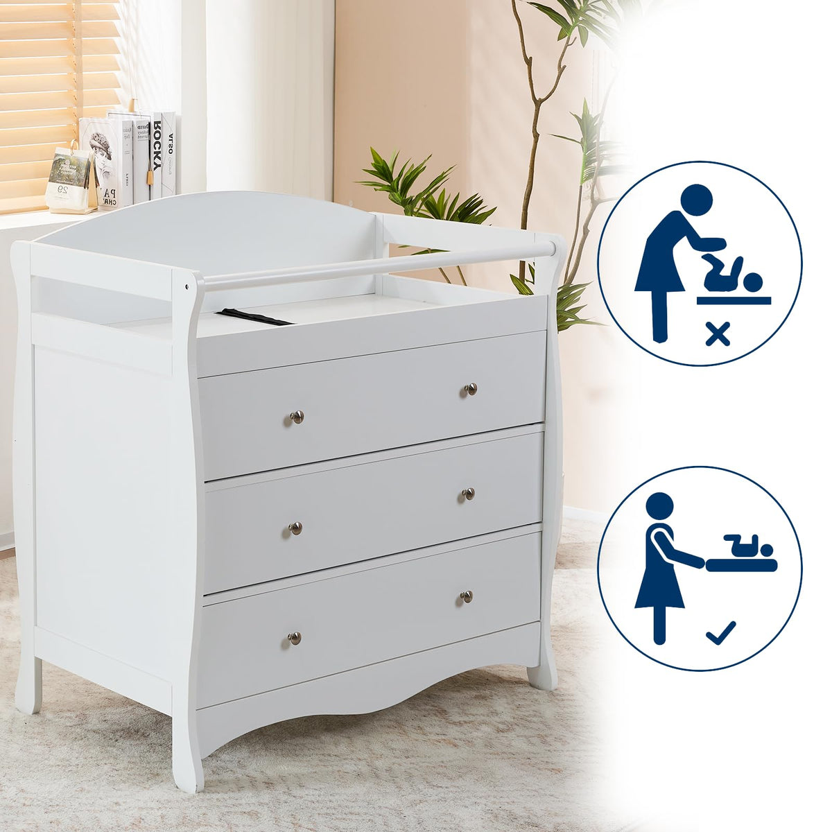 White Changing Table Dresser B772