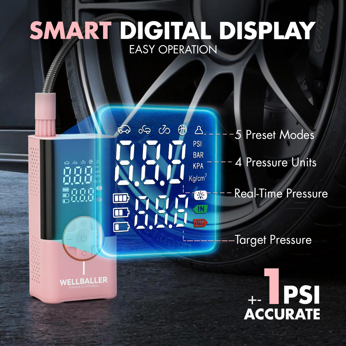 Portable Air Compressor with Digital Pressure Gauge M6056