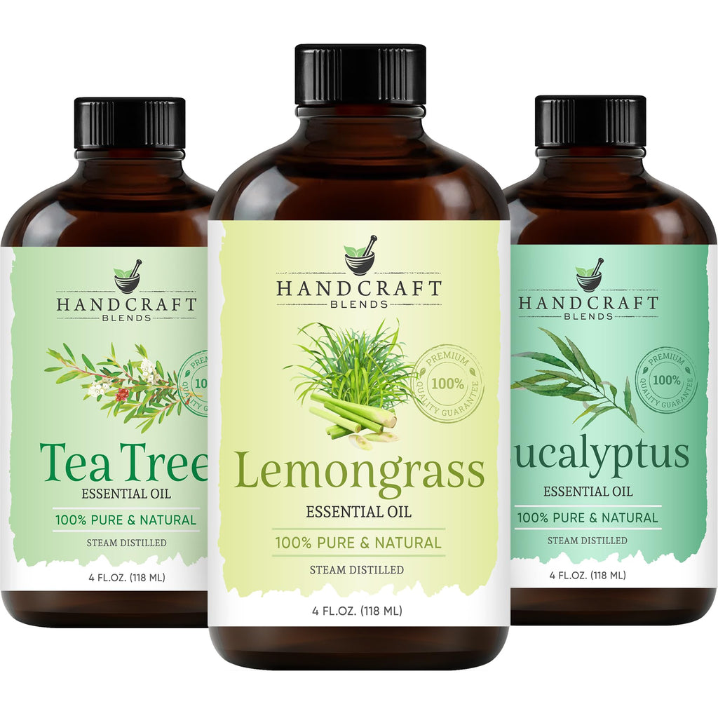 Eucalyptus Tea Tree and Lavender Essential Oil Set 4 Fl. Oz Y648812