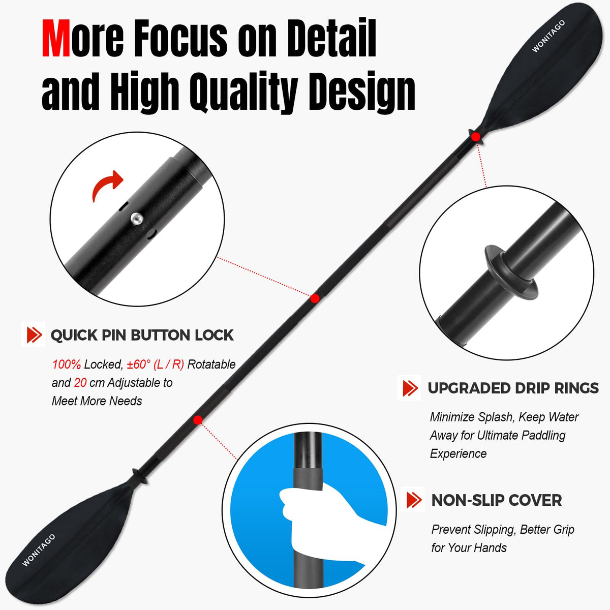Adjustable Lightweight Kayak Paddle I751