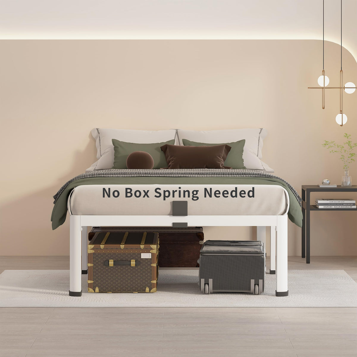 14 Inch Twin Metal Platform Bed Frame White L648084