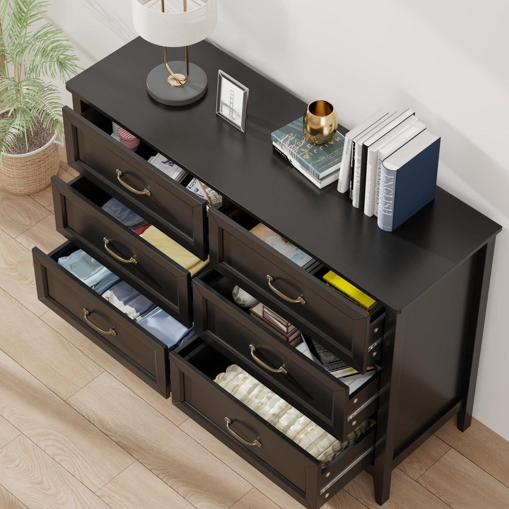 Black 6 Drawer Dresser J6111