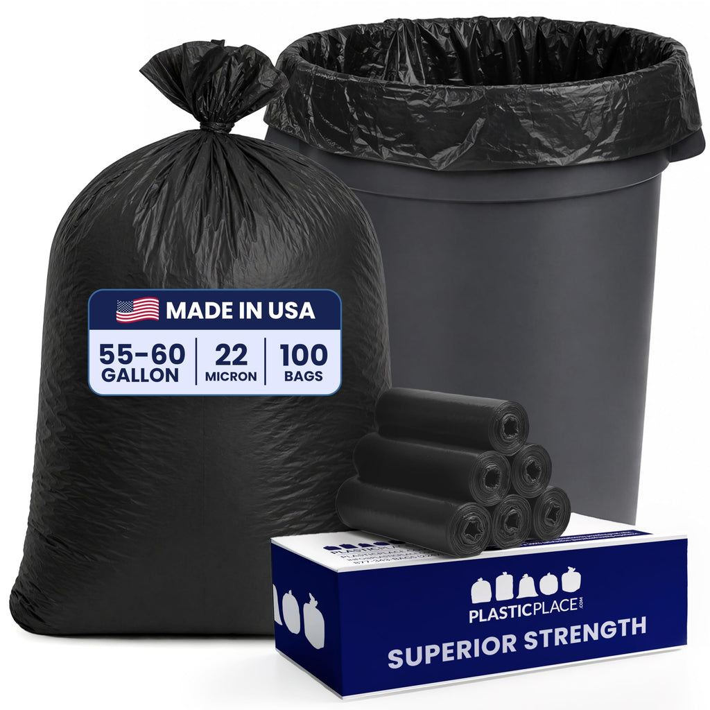 55-60 Gallon Heavy Duty Black Trash Bags, 100 Count Z48636