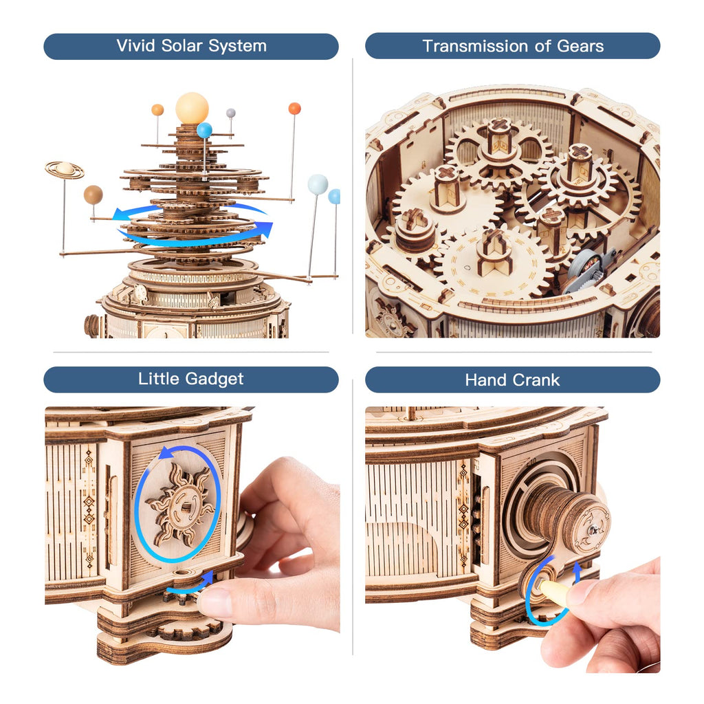 3D Wooden Puzzle Mechanical Building Set 8 Orbiting Planets W236