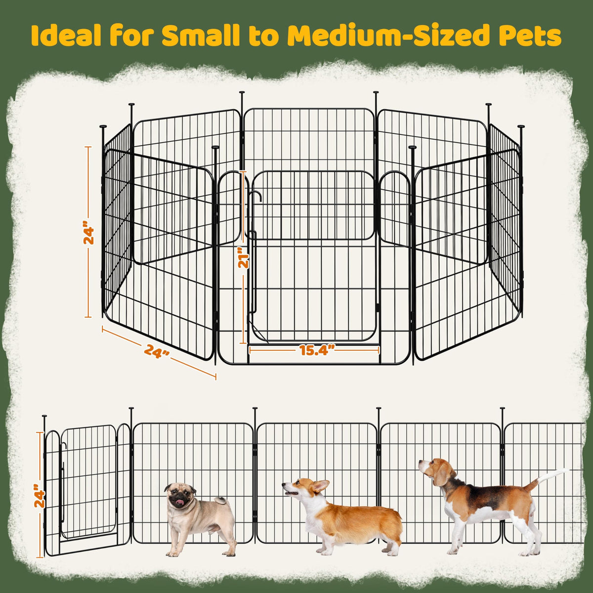 24in 8-Panel Expandable Dog Playpen Q6163