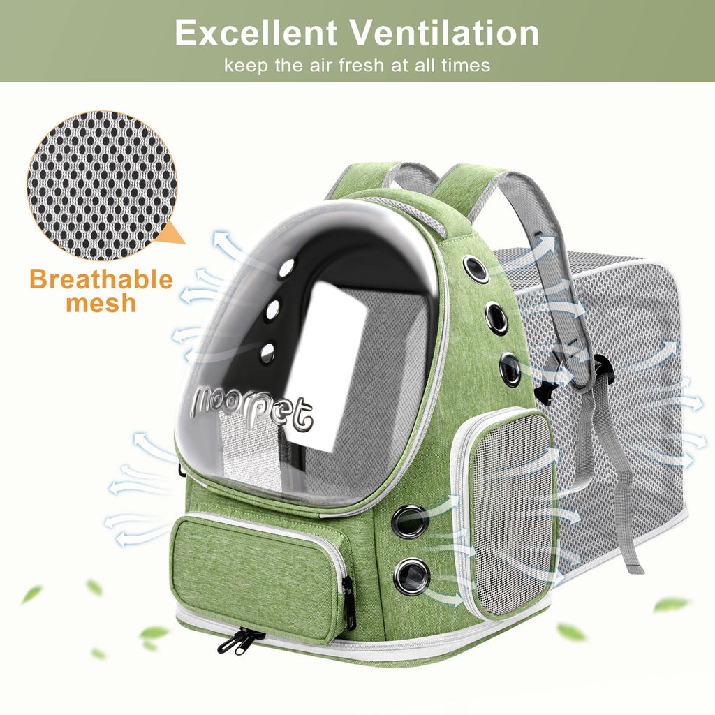 Green Expandable Breathable Pet Backpack Carrier N90066
