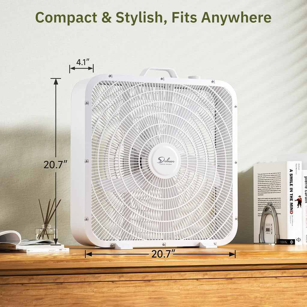 20” White 3-Speed Box Fan with Carry Handle C73610