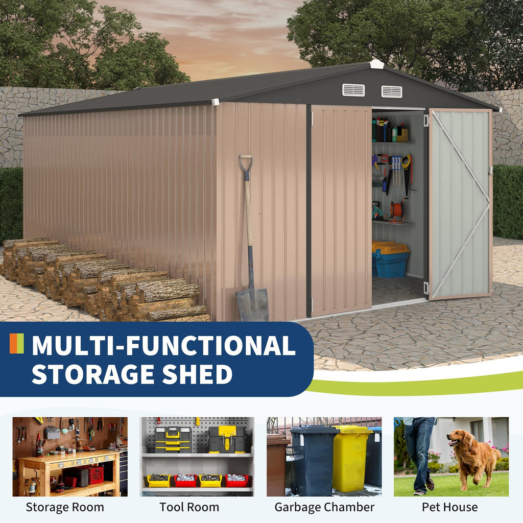 10X14 Ft Galvanized Steel Metal Storage Shed X64815