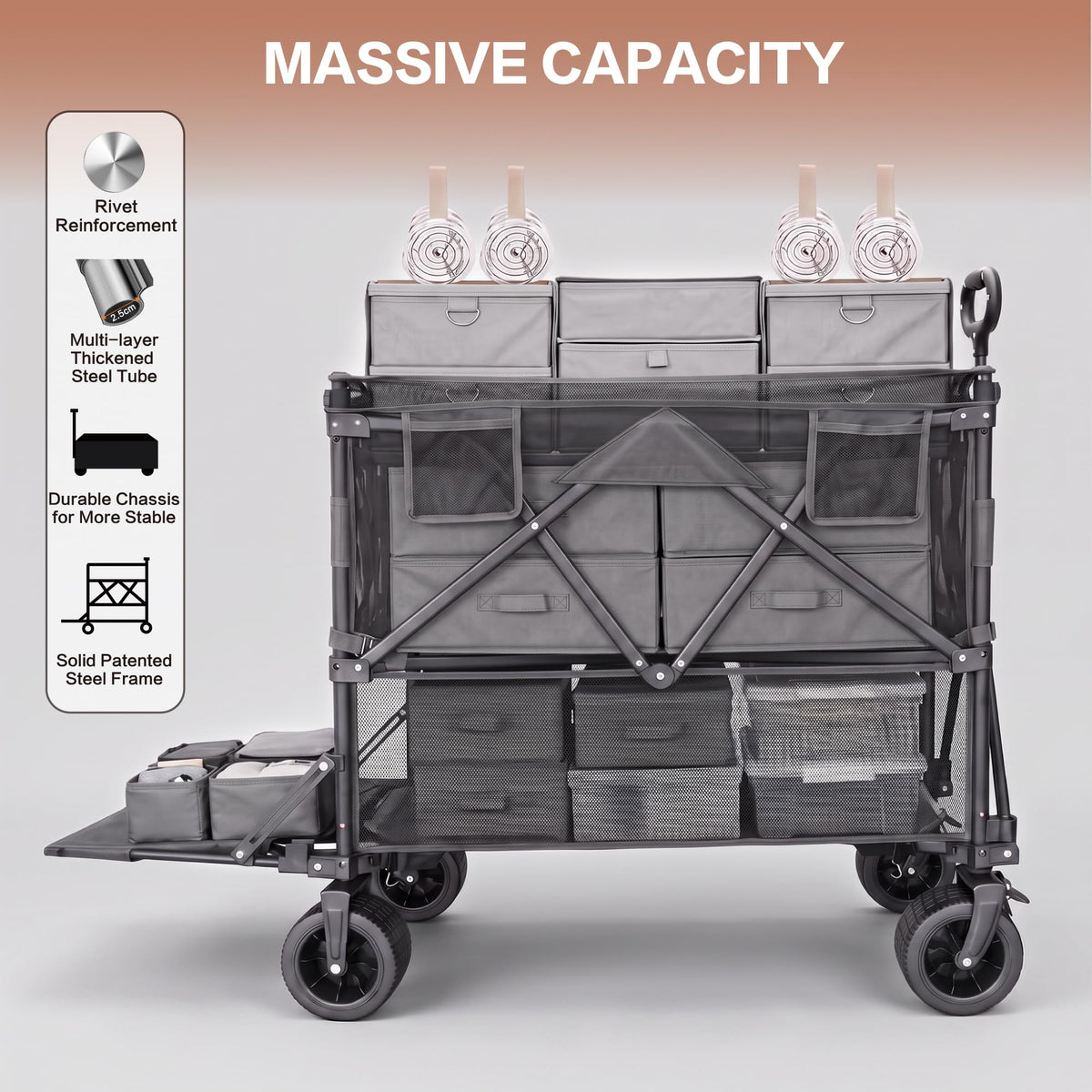 600L Foldable Collapsible Wagon Cart with Wheels S3190
