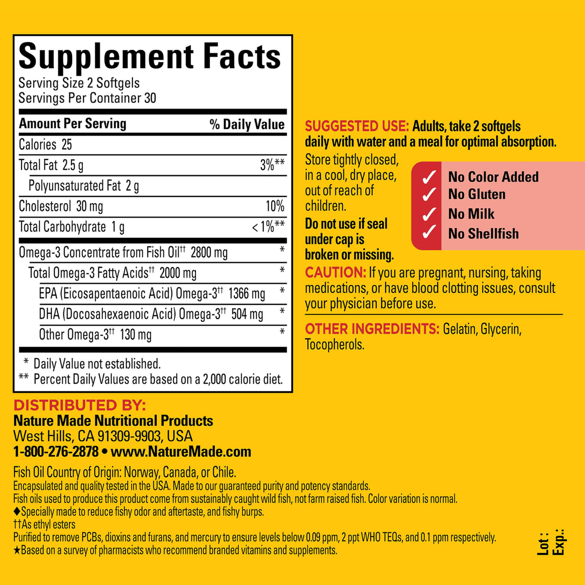 Omega 3 Fish Oil Supplement, 60 Softgels F180250