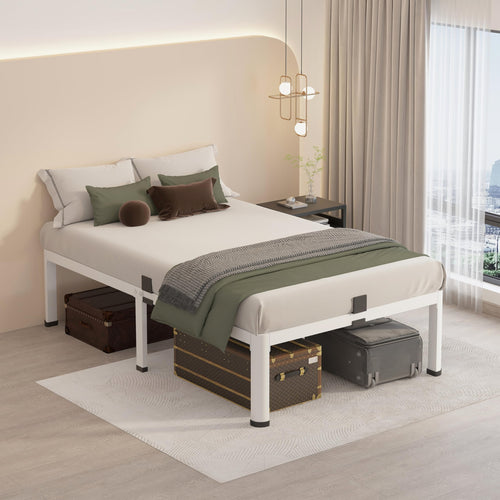 14 Inch Twin Metal Platform Bed Frame White L648084
