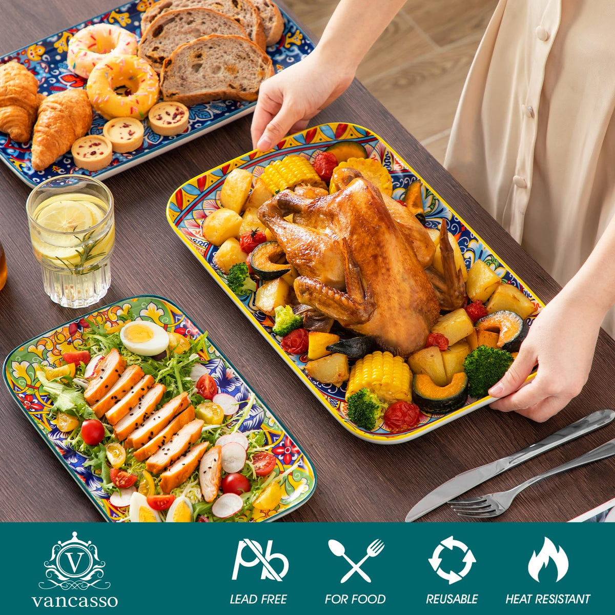 Serving Platters Set of 3 Rectangular Trays B6326