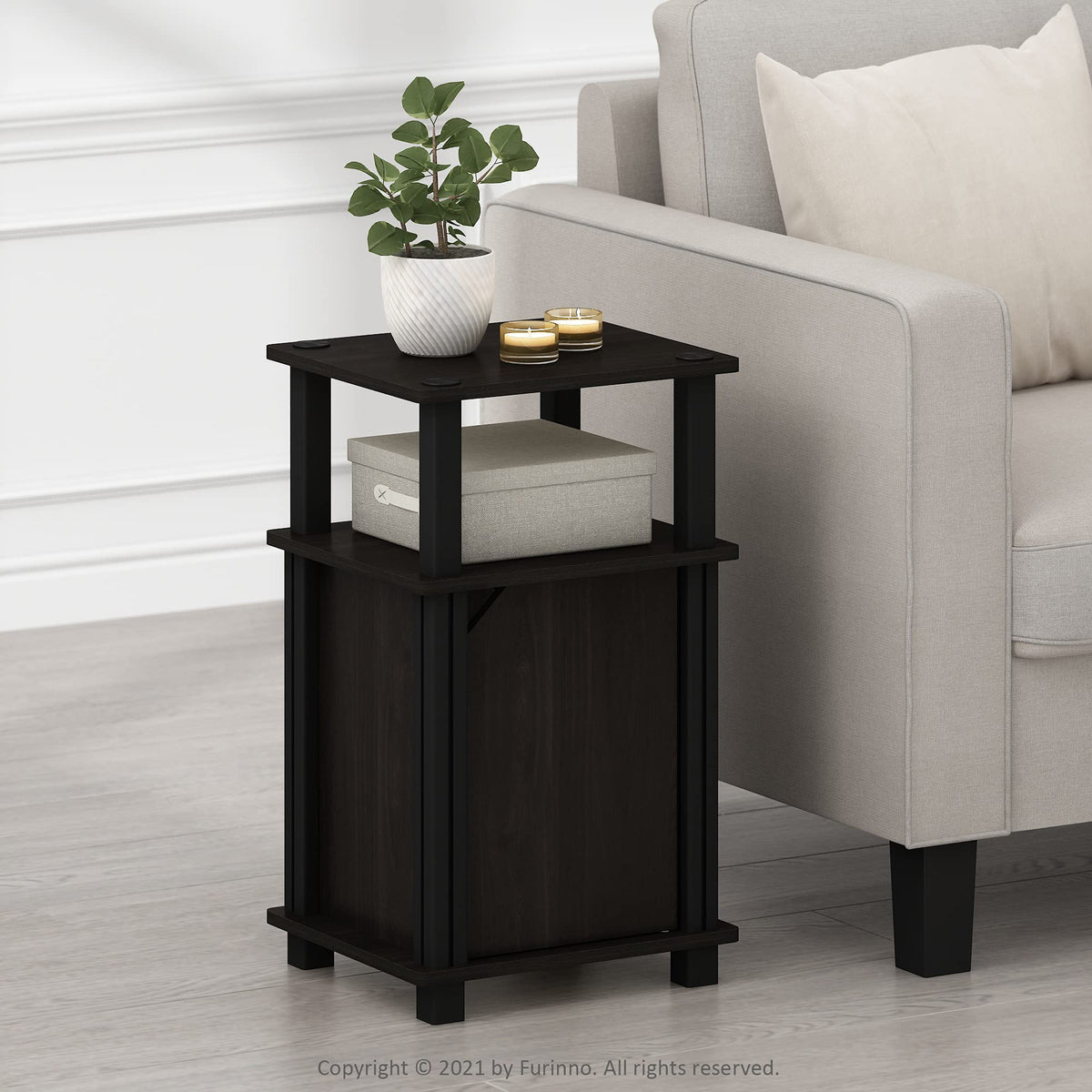 3-Tier Telephone Table with Cabinet, Set of 2 T61746