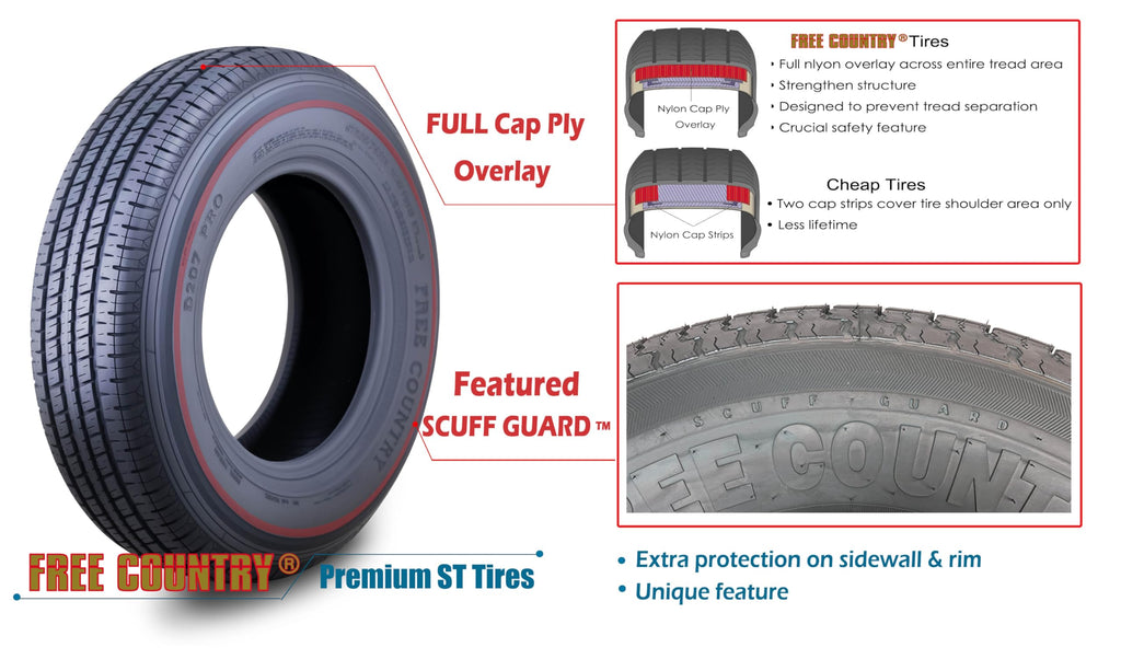 ST205/75R15 Trailer Tires Set of 4 F43606