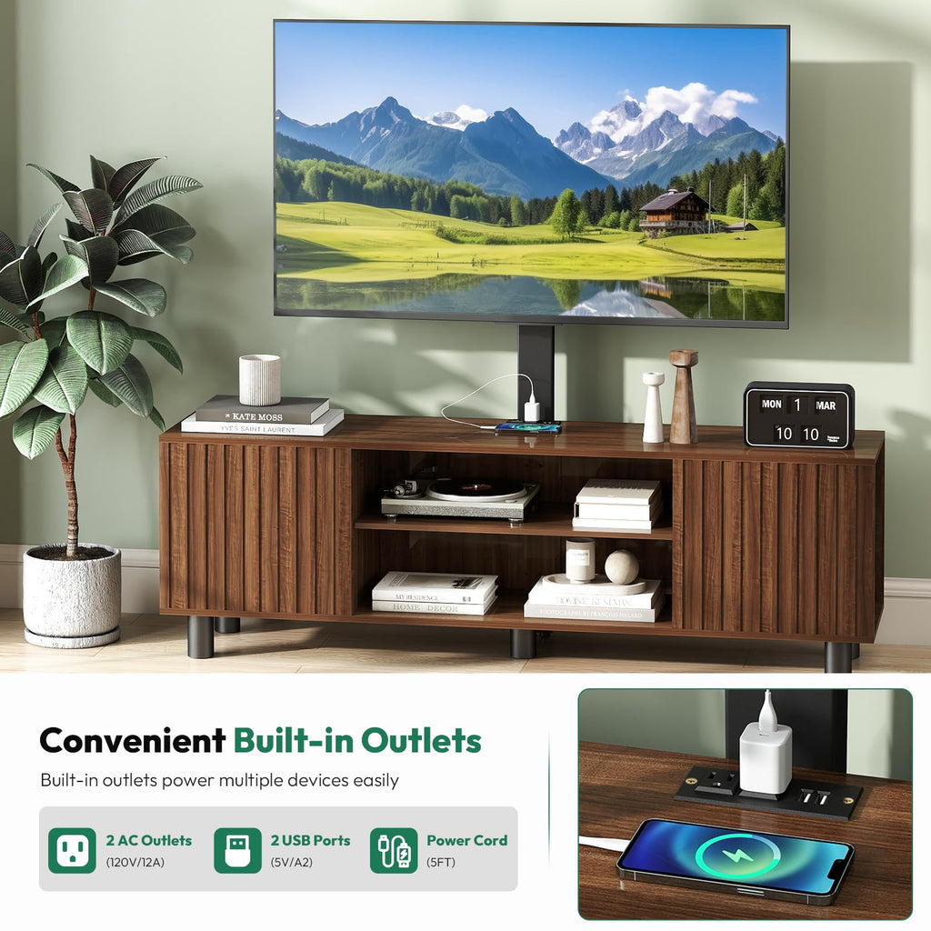 Walnut TV Stand with Mount for 65-75 Inch TV L17277