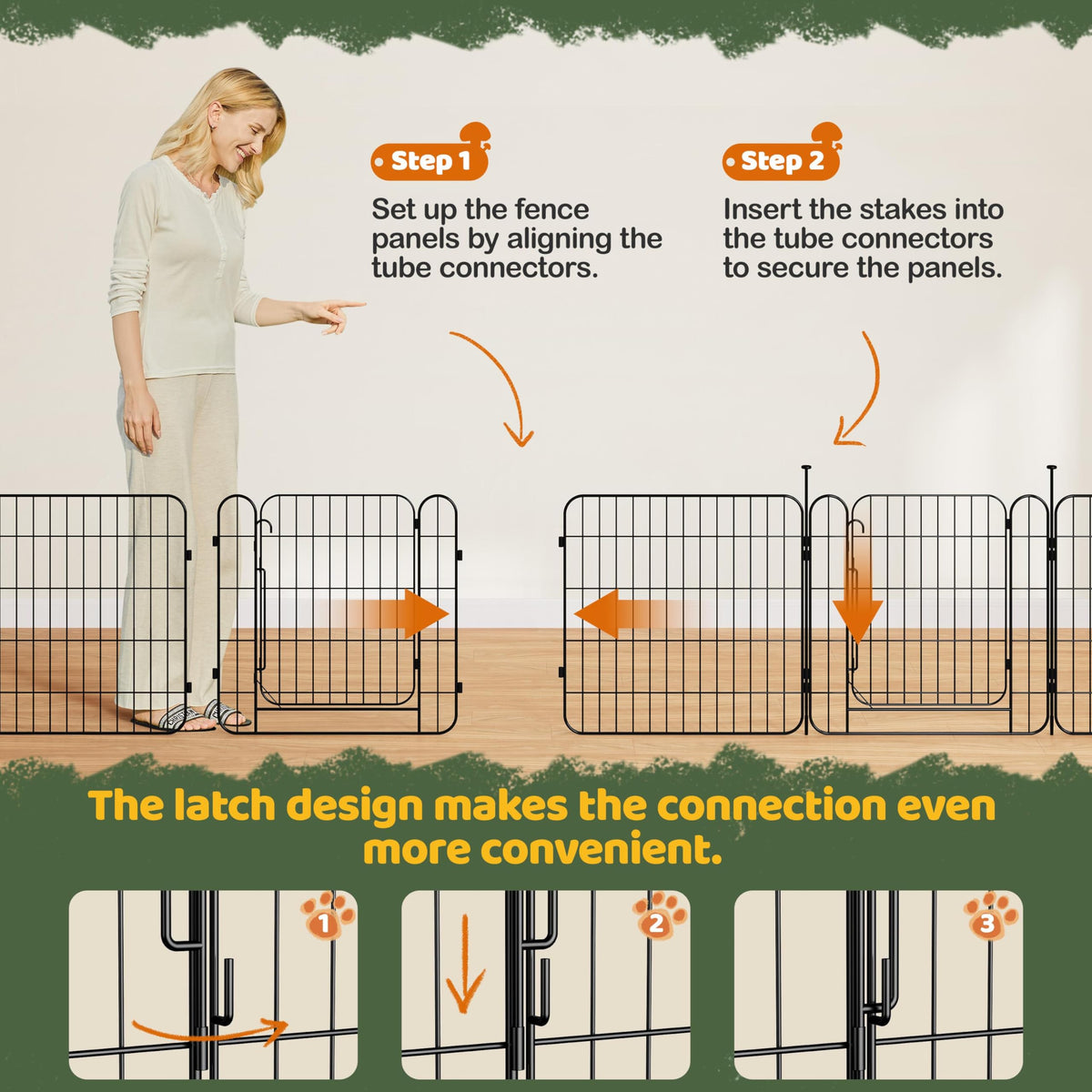 24in 8-Panel Expandable Dog Playpen Q6163
