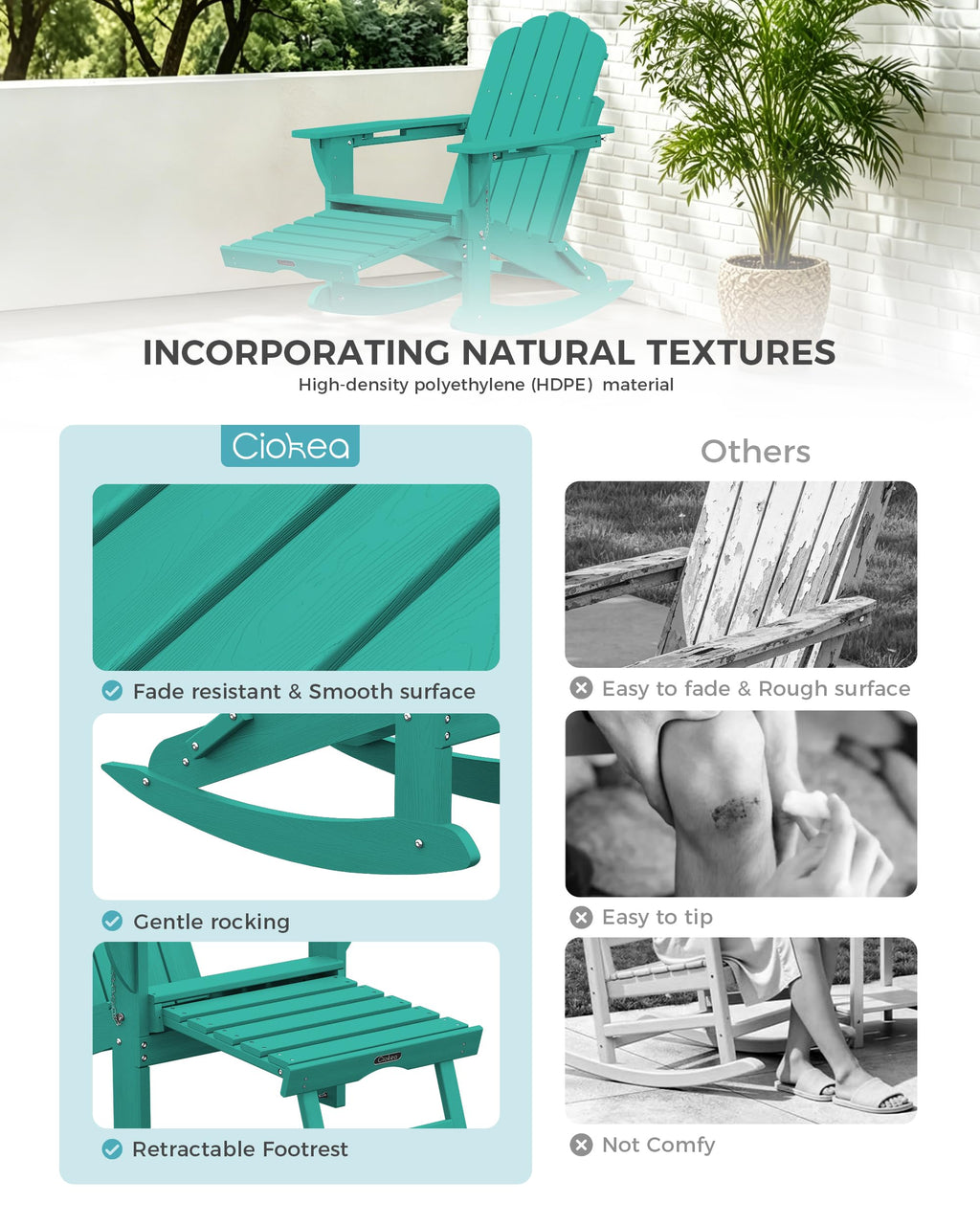 Adirondack Rocking Chair with Footrest W245829