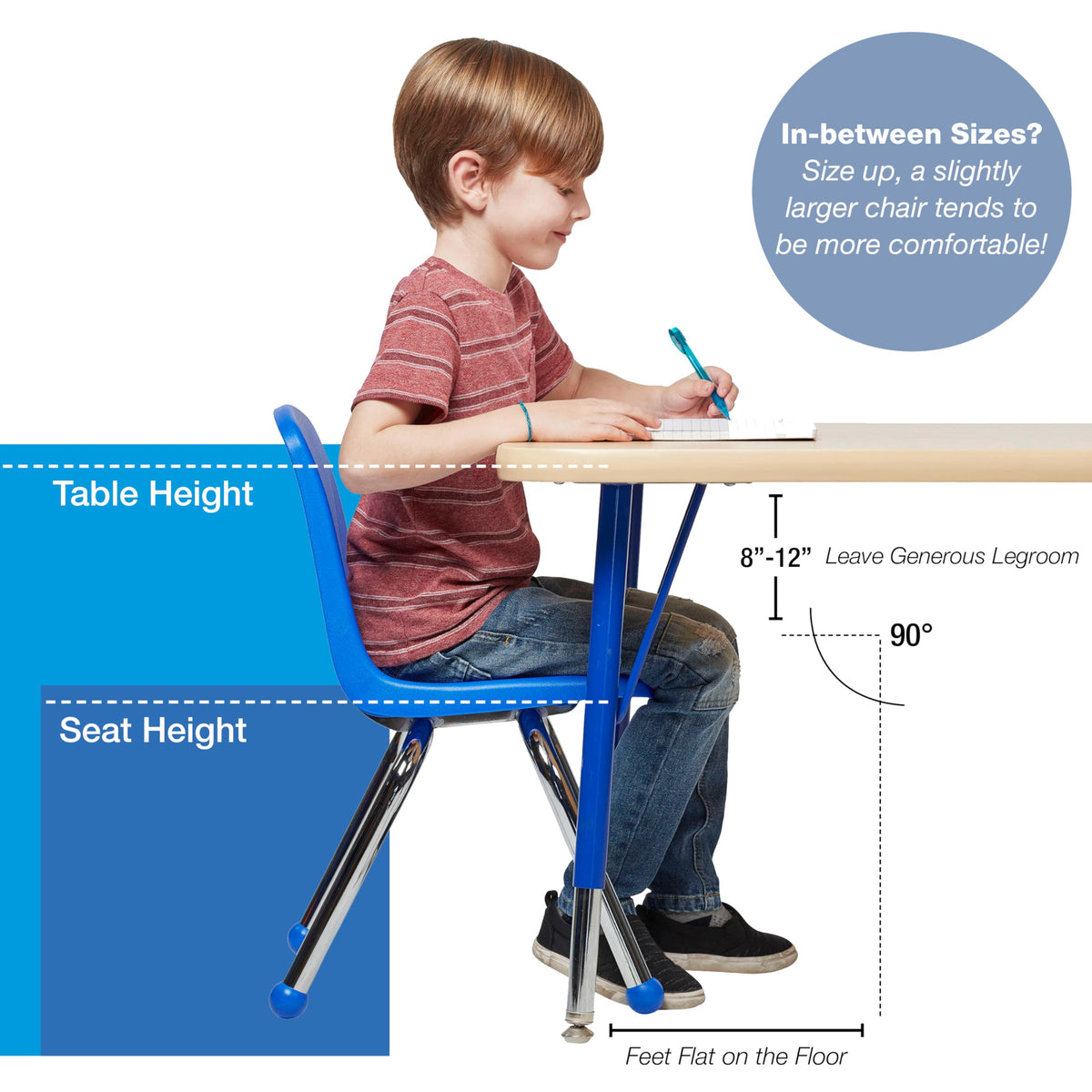 12" School Stack Chair with Ball Glides, Navy, 6-Pack X4736