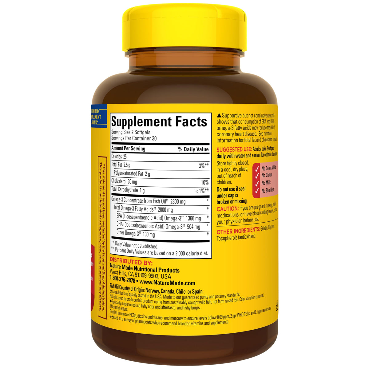 Omega 3 Fish Oil Supplement, 60 Softgels F180250