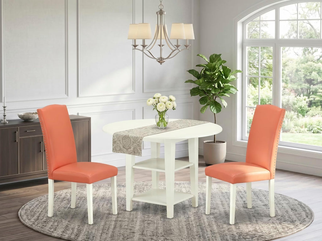 3 Piece Dining Table Set with 2 Faux Leather Chairs L888765