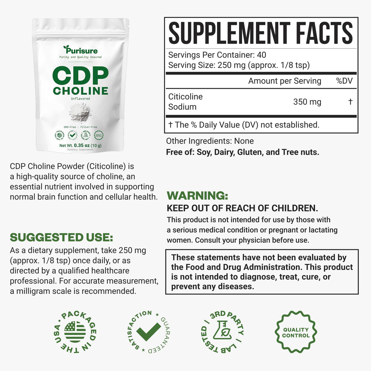 CDP Choline Powder 10g 40 Servings G180518