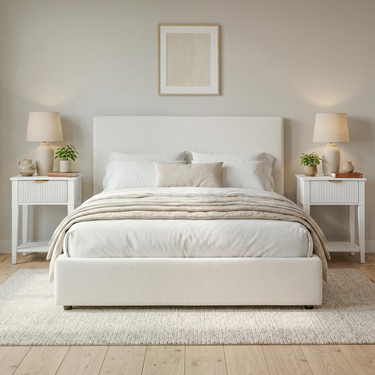 White Nightstand with Drawer and Open Shelf F670258