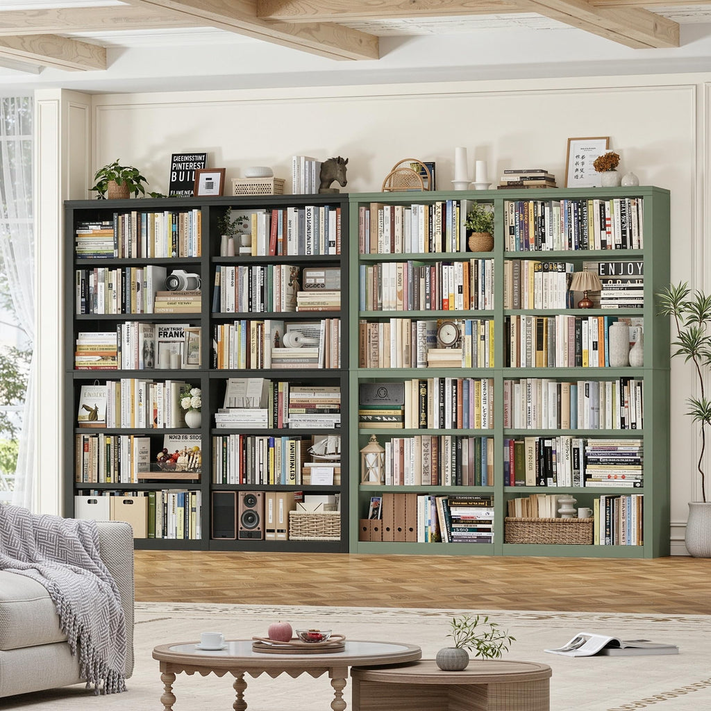 73" Tall Black 6-Tier Double Wide Bookshelf G672