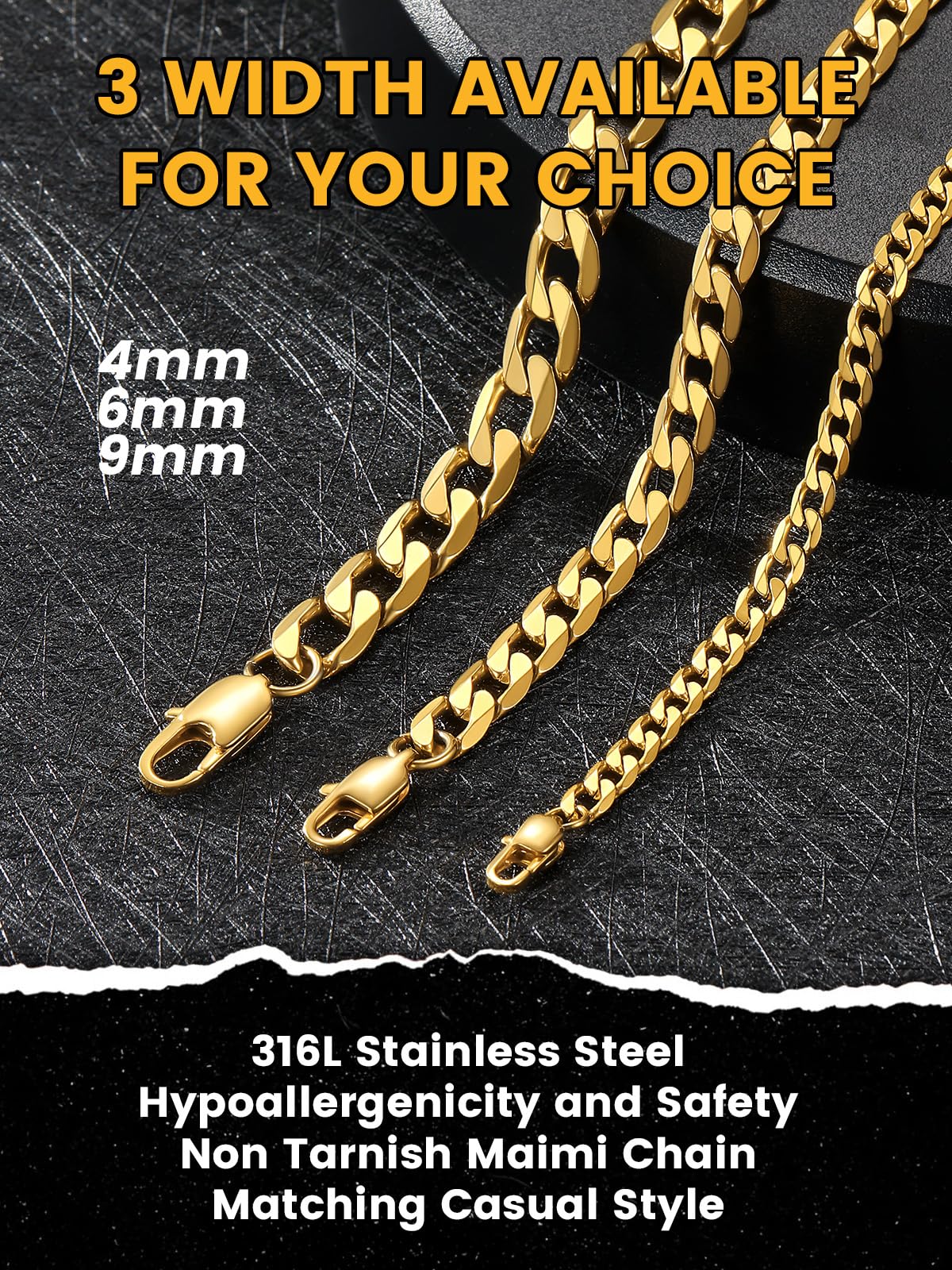 Stainless Steel Figaro Chain Necklace I86195