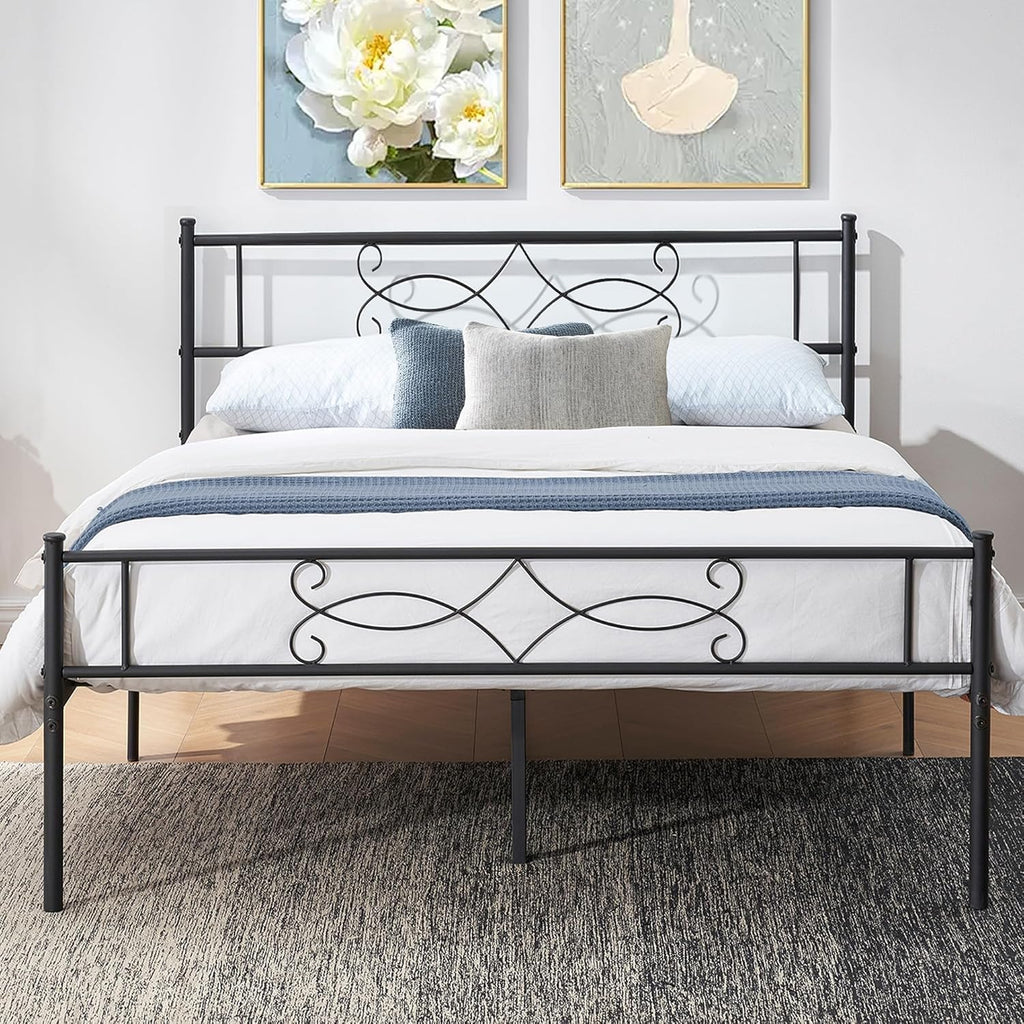 14" Full Size Metal Platform Bed Frame with Headboard Y880998